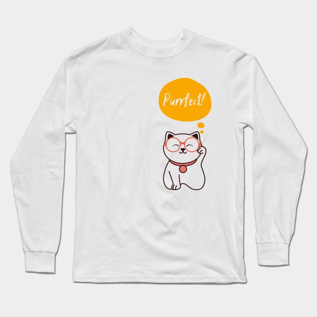 Purrfect smart cat design Long Sleeve T-Shirt by Life is Raph